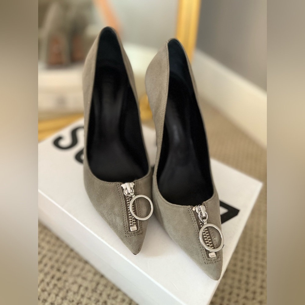 Schutz Suede Zip Toe Stiletto